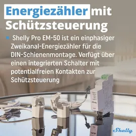 Shelly Pro EM 50A - 50 Stromzähler Bluetooth, Wi-Fi