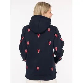Zwillingsherz Kapuzensweatshirt Hummer-Stickerei Marine S/M