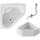 Schulte Eckbadewanne Garda 135x135 cm, Komplett inkl. Wannenträger und Ablauf, aus hochwertigem Sanitäracryl in Weiß glänzend - Schulte