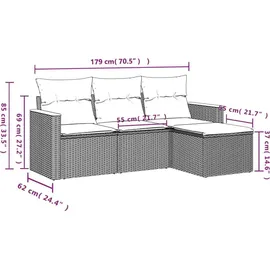 vidaXL Gartensofa-Set 4-tlg. grau