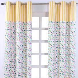 Homescapes ÖSENVORHANG Bunte Punkte blickdicht 2er-Set, 117/137 cm