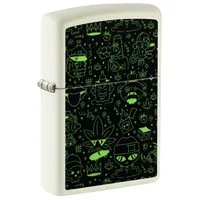 Zippo Sturmfeuerzeug - Doodle Cannabis, Glow-in-The-Dark, Color Image - Nachfüllbar - Wiederverwendbar - Windfestes Design - Geschenkbox - Made in USA