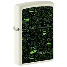 Zippo Sturmfeuerzeug - Doodle Cannabis, Glow-in-The-Dark, Color Image - Nachfüllbar - Wiederverwendbar - Windfestes Design - Geschenkbox - Made in USA
