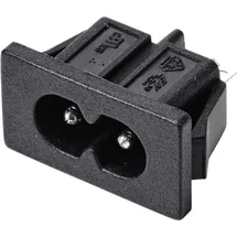 TRU Components TC-10088404 Kaltgeräte-Steckverbinder C8 Stecker, Einbau vertikal 2.5 A Schwarz 1 St.
