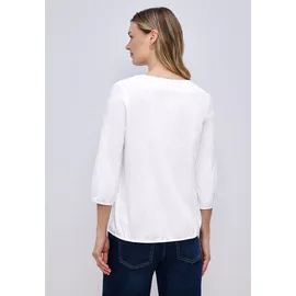 STREET ONE Tunikashirt STREET ONE, Damen, Gr. 40, weiß, Web, 100% Baumwolle, unifarben, comfort fit normal, Rundhals, elastischer Bund, Shirts, mit 3/4 Ärmeln