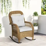 Rattan Schaukelstuhl, Schaukelsessel mit Kissen für Hinterhof, Garten Gelb