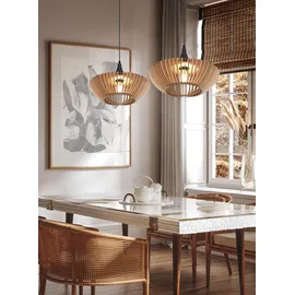 Trio Colino 1-flg. Ø40cm rund Holz natur, Metall schwarz matt