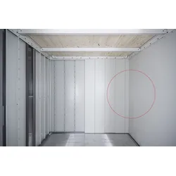 Gerätehaus-Innenwand BIOHORT, weiß, B:292cm H:222cm T:292cm, Stahlblech, Gartenhaus-Seitenwände, Innenverkleidung für Gerätehaus Neo 3C