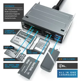 CSL 3,5 Multi-Frontpanel Cardreader mit USB 3.0 für SD/SDXC/microSD/microSDHC/M2/CF/MMC/MS/XD