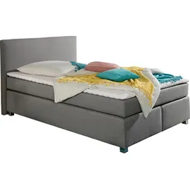 Home Affaire Boxspringbett HOME AFFAIRE "Eliana", grau, B:147cm L:210cm, Komplettbetten, Boxspringbett, inkl. Topper, in 4 Breiten, 3 Matratzenarten und 2 Härtegraden