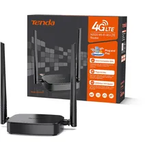 Tenda 4G03 Pro 4G LTE Router, WLAN Router für Nano-SIM-Karten (N300 CAT4, 150 Mbit/s im Download, 300 Mbit/s 2,4GHz) 2*4dBi Antennen, Plug & Play, Fast-Ethernet-Port, App, Router Modus, LED, Schwarz