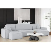 Kaiser Möbel Ecksofa mit schlaffunktion und bettkasten, Sofa U-form, Couch U-form BEST Dicker Cord Grau - Grau