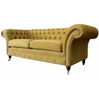 JVmoebel Chesterfield-Sofa, Chesterfield Sofa Dreisitzer Klassisch Design Wohnzimmer Sofas gelb
