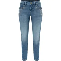 MAC Slim-fit-Jeans "RICH SLIM 7/8 flower", Damen, Gr. 42,