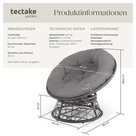 Tectake Gargano Rattansessel grau