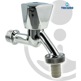 tecuro Auslaufventil 1/2 Zoll, Haubengriff, Schlauchtülle - Ms hochglanzverchromt