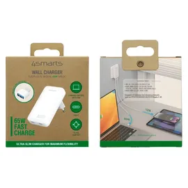 4smarts Netzladegerät FlatPlug Slim Dual 65W GaN 2C, weiß