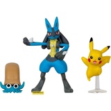 Jazwares Pokémon Battle Figure Set Figuren 3er-Pack Pikachu, Amonitas, Lucario