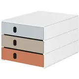 styro Schubladenbox styroval pro feelings, Pebbles grau, beige, orangebraun 14-8050.Pe, DIN C4 mit 3 Schubladen