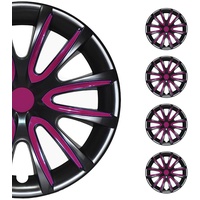 OMAC 4X Radkappen Radzierblenden Radblenden 14" Zoll Stahlfelgen Glänzend Schwarz-Lila