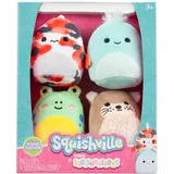 Squishmallows Squishville SQM0505-4er Pack Teich Squad, superweiche Mini-Squishmallows, 5cm Plüschfiguren