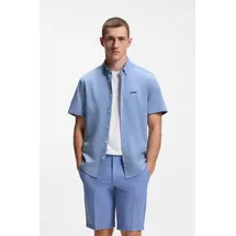 Boss Green Kurzarmhemd "Motion S", Herren, Gr. XL, N-Gr, blau (light, pastel blau459), Jersey, Obermaterial: 100% Baumwolle, gestreift, regular fit normal, Rundhals, abgesteppte Kante, Hemden, Regular Fit, Button-down-Kragen, Kurzarm, Logo-Stickerei