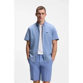 Boss Green Kurzarmhemd "Motion S", Herren, Gr. XL, N-Gr, blau (light, pastel blau459), Jersey, Obermaterial: 100% Baumwolle, gestreift, regular fit normal, Rundhals, abgesteppte Kante, Hemden, Regular Fit, Button-down-Kragen, Kurzarm, Logo-Stickerei