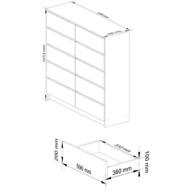 Akord Kommode K120 120 x 121 x 40 cm Erle / Braun