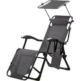 CampFeuer Sonnenliege mit Dach 200 x 70 x 30 cm Anthrazit
