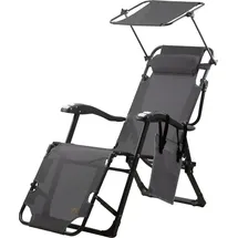 CampFeuer Sonnenliege mit Dach 200 x 70 x 30 cm Anthrazit