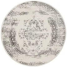 benuta Basic Teppich Sia - Creme/grau 120 cm Rund - Kunstfaser - Rund & im Style: Vintage, Boho-style, Retro - Pflegeleicht für Wohnzimmer Schlafzimmer