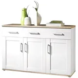 Stella Trading Sideboard ROMANCE, Sibiu Lärche / Eiche San Remo Optik - Landhausstil Kommode mit viel Stauraum für Ihr Wohnzimmer - 140 x 88 x 46 cm