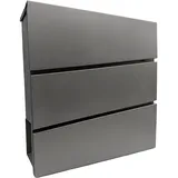 Relaxdays Briefkasten mit Zeitungsfach, HxBxT: 37,5x35,5x10,5 cm, DIN C4, wetterfest, 4 Schlüssel, Postkasten, anthrazit