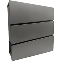 Relaxdays Briefkasten mit Zeitungsfach, HxBxT: 37,5x35,5x10,5 cm, DIN C4, wetterfest, 4 Schlüssel, Postkasten, anthrazit