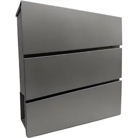 Relaxdays Briefkasten mit Zeitungsfach, HxBxT: 37,5x35,5x10,5 cm, DIN C4, wetterfest, 4 Schlüssel, Postkasten, anthrazit