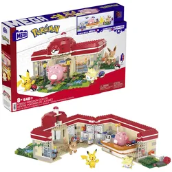 MEGA Pokémon Bauspielzeug-Set, Waldspaß Pokémon-Center (648 Teile) mit 4 Actionfiguren