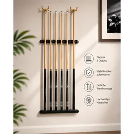 John West Billard Set - Wandhalterung 4 professionelle Billardqueues + 2 Brückenqueues