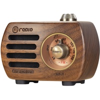 PRUNUS R-818 Holz Mini Radio Klein, Retro Radio mit Bluetooth Lautsprecher, tragbares FM UKW Radio, Wiederaufladbares Radio, Basslautsprecher mit exzellenter Bassqualität. (Walnußholz)