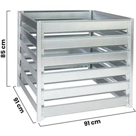 TIMBELA Komposter Garten Metall 704L – TIMBELA M800 Komposter 91 x 91 x H85 cm – Metallkomposter verzinkt, großer Kompostbehälter Garten, stabil, wetterfest