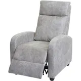 Mendler Fernsehsessel HWC-F76, Relaxsessel Sessel Liegesessel, Liegefunktion verstellbar Stoff/Textil vintage hellgrau