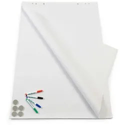 Flipchart Zubehör-Set Flipchart-Papier weiß - 80 g/m2 Papier - 5 Magnete, 4 Marker - 68 x 98 cm