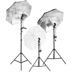 Fotostudio-Beleuchtung Set mit Stativen & Schirmen