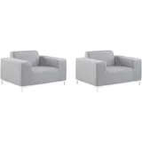 Beliani Sessel Rovigo Polyester 105 x 68 x 84 cm Grau/Weiß mit Kissen