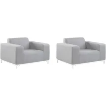 Beliani Sessel Rovigo Polyester 105 x 68 x 84 cm Grau/Weiß mit Kissen