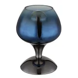 GLOBO Tischleuchte Beistelllampe Schreibtischlampe Metall-Chrom Blau Glas Retrodesign