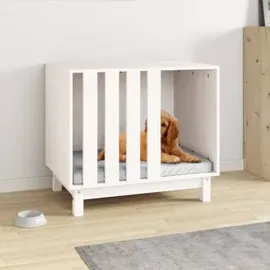 vidaXL Hundehütte 70 x 50 x 62 cm Holz Weiß