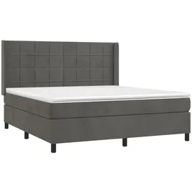 vidaXL Boxspringbett mit Matratze & LED Dunkelgrau 160x200 cm Samt