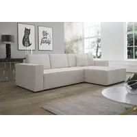 Fun Möbel Ecksofa Ecksofa Schlafsofa Sofa CONOR Stoff oder Kunstleder, inkl. Schlaffunktion weiß