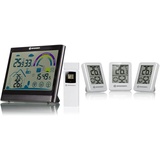 Bresser 7007402 Touchscreen Wetterstation Funk- Thermo-/Hygrometer mit Lüftungsempfehlung, Schwarz & Thermometer Hygrometer Temeo Hygro Indicator 3er-Set zum AufstellenWeiss, 4.5x1.6x5.8 cm, Weiß