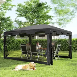 Outsunny Faltpavillon 3,95 x 2,95 m inkl. Seitenteile Schwarz/Mehrfarbig